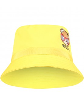 Yellow cloche for baby kids with Teddy bear