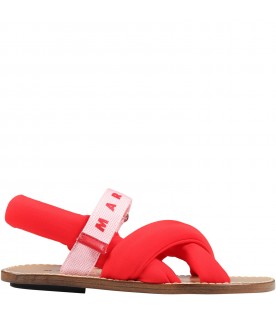 Red sandals for girl with red logo