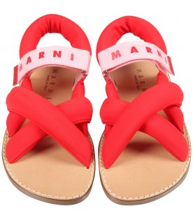 Red sandals for girl with red logo