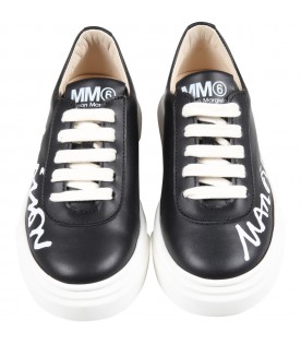 Black sneakers for kids with white logo