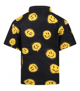 Black shirt for boy with smileys