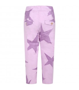 Lilac trousers for girl with stars