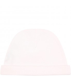 Pink hat for baby girl with patch logo