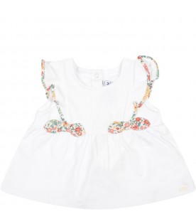 White T-shirt for baby girl with bows