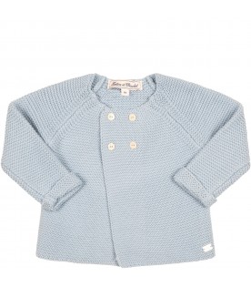 Light-blue cardigan for baby boy with logo