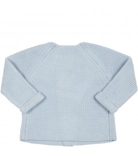 Light-blue cardigan for baby boy with logo