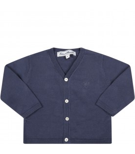 Blue cardigan for baby boy with logo