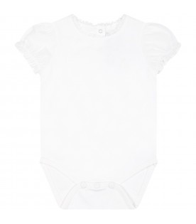 White bodysuit for baby girl with logo