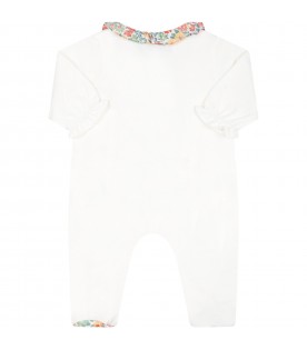Ivory babygrow for baby girl with logo