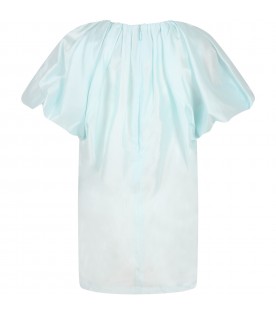 Teal-green dress for girl with logo