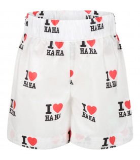 White shorts for girl with I love HaHa writing