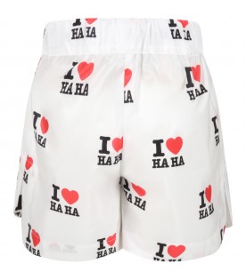 White shorts for girl with I love HaHa writing