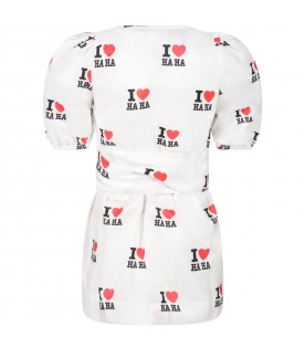 White dress for girl with I love HaHa writing