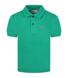 Green polo for boy with iconic crocodile