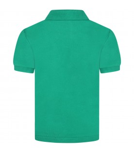 Green polo for boy with iconic crocodile