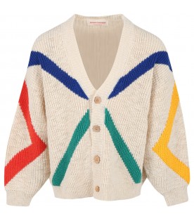 Ivory cardigan for kids with logo