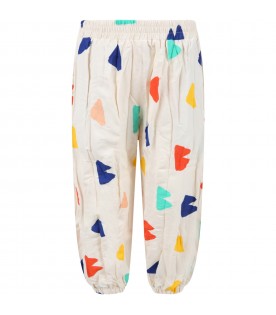 Ivory trouser for kids with logos