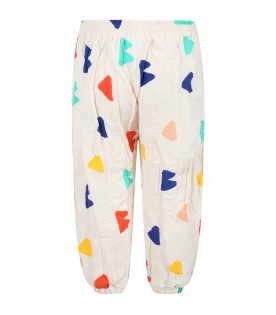 Ivory trouser for kids with logos