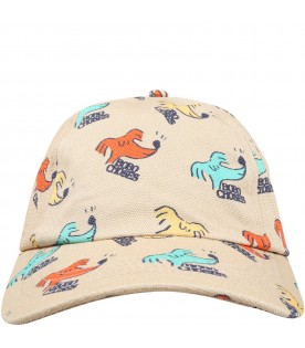 Beige hat for kids with dogs