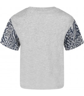 T-shirt gris pour fille avec tigre