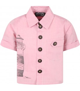 Pink shirt for kids with lighthouse