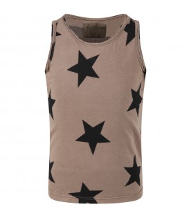 Brown tank top for girl with stars