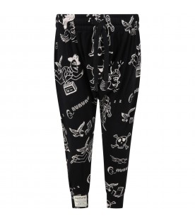 Black sweatpants for boy with prints