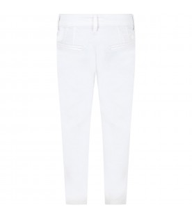 White trousers "Grendana" for boy with patch logo