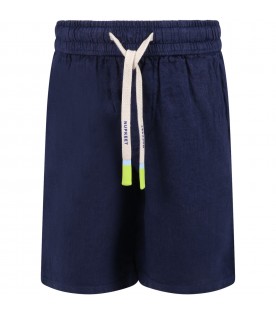 Blue "Curacao" bermuda shorts for boy with logo