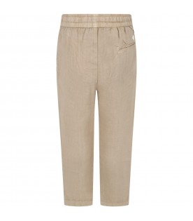Beige trousers "Leyte" for boy with patch logo