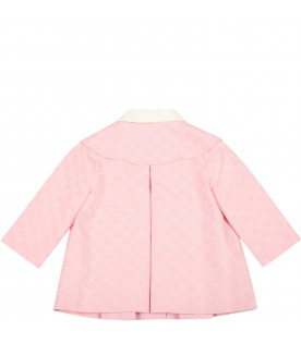 Pink coat for baby girl with double GG