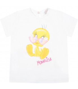 White t-shirt for baby girl with Tweety
