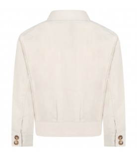 Ivory jacket for kids with logo