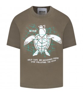 Green t-shirtr for boy with turtle
