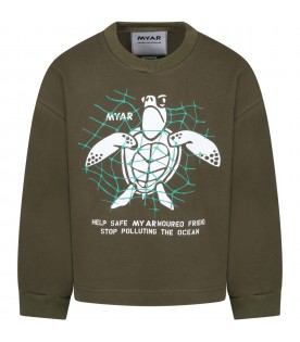 Green sweatshirt for boy with turtle