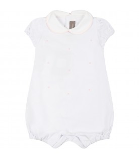 White romper for baby girl with polka-dots