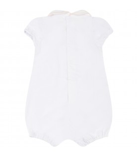 White romper for baby girl with polka-dots