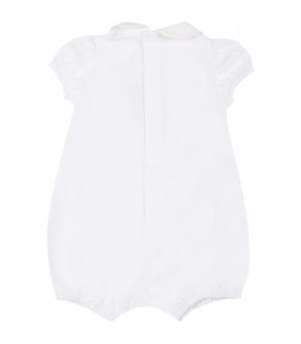 White romper for baby girl with bow