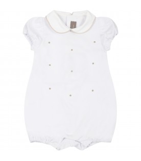 White romper for baby kids with polka-dots