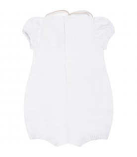 White romper for baby kids with polka-dots
