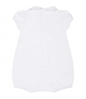 White romper for baby boy with polka-dots