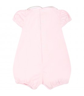 Pink romper for baby girl with belt