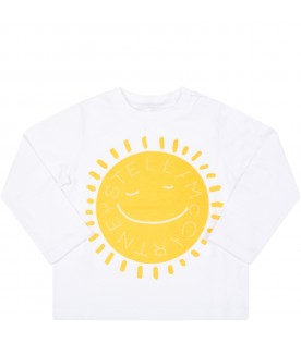 White T-shirt for babykids with yellow sun