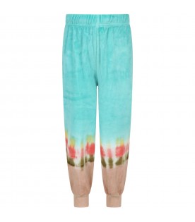 Multicolor sweatpants for kids with tie dye details