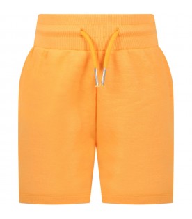 Orange shorts for boy with patch logo