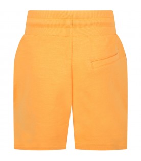 Orange shorts for boy with patch logo