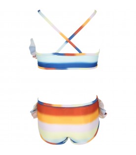 Multicolor bikini for girl with ruffles