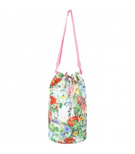Multicolor bag for girl with floral print