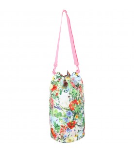 Multicolor bag for girl with floral print