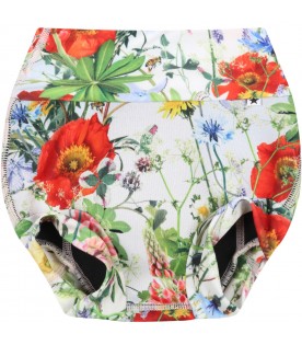 Multicolor swim-briefs for baby girl with floral print